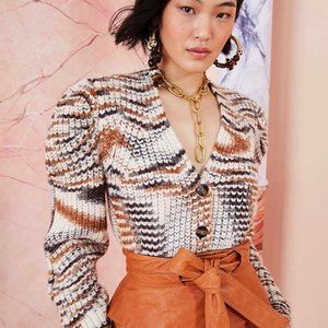 Ulla Johnson Puff Sleeve Cardigan in Tapir